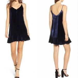 Rails Audrina Velvet Sleeveless Slip Dress Navy Blue Size Small‎